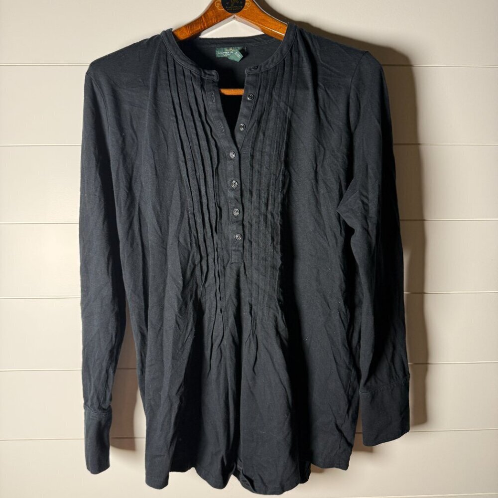 Women's Lauren Jeans Co. 100% Cotton Tuxedo Shirt Size XL Black